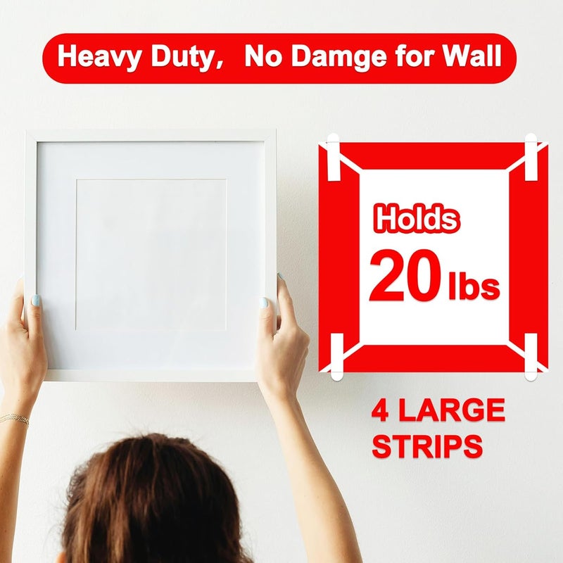 Sinfuo 48 Large Hanging Strips Refill, No Damage Adhesive Strips for Wall Hooks, Removable Residue Free Picture Hanging Strips, Wall Sticky Double Sided Tape Heavy Duty Variety Pack - Image 4